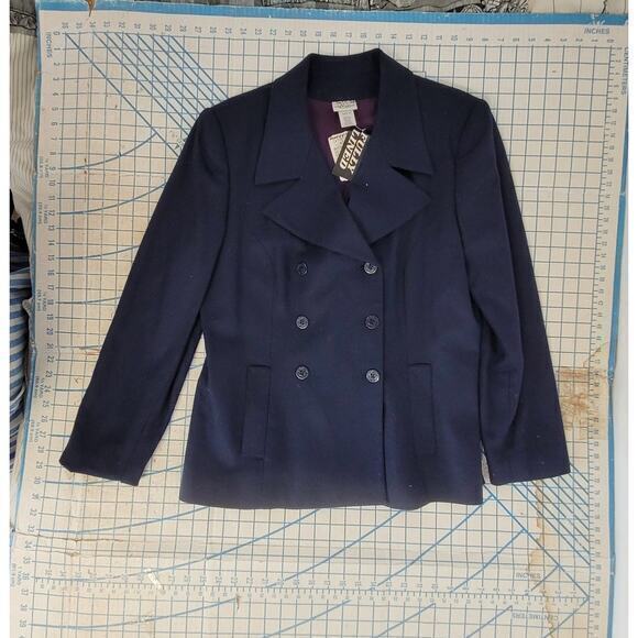 Hillard & Hansen Vintage Blue Wool Double-Breasted Preppy Peacoat Jacket Coat - Picture 5 of 15